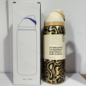 Portable Fruit Car Cup Thermoses Summer Soccer Stainless Steel Insulated Cup 32OZ Large-Capacity Football Water Bottles
