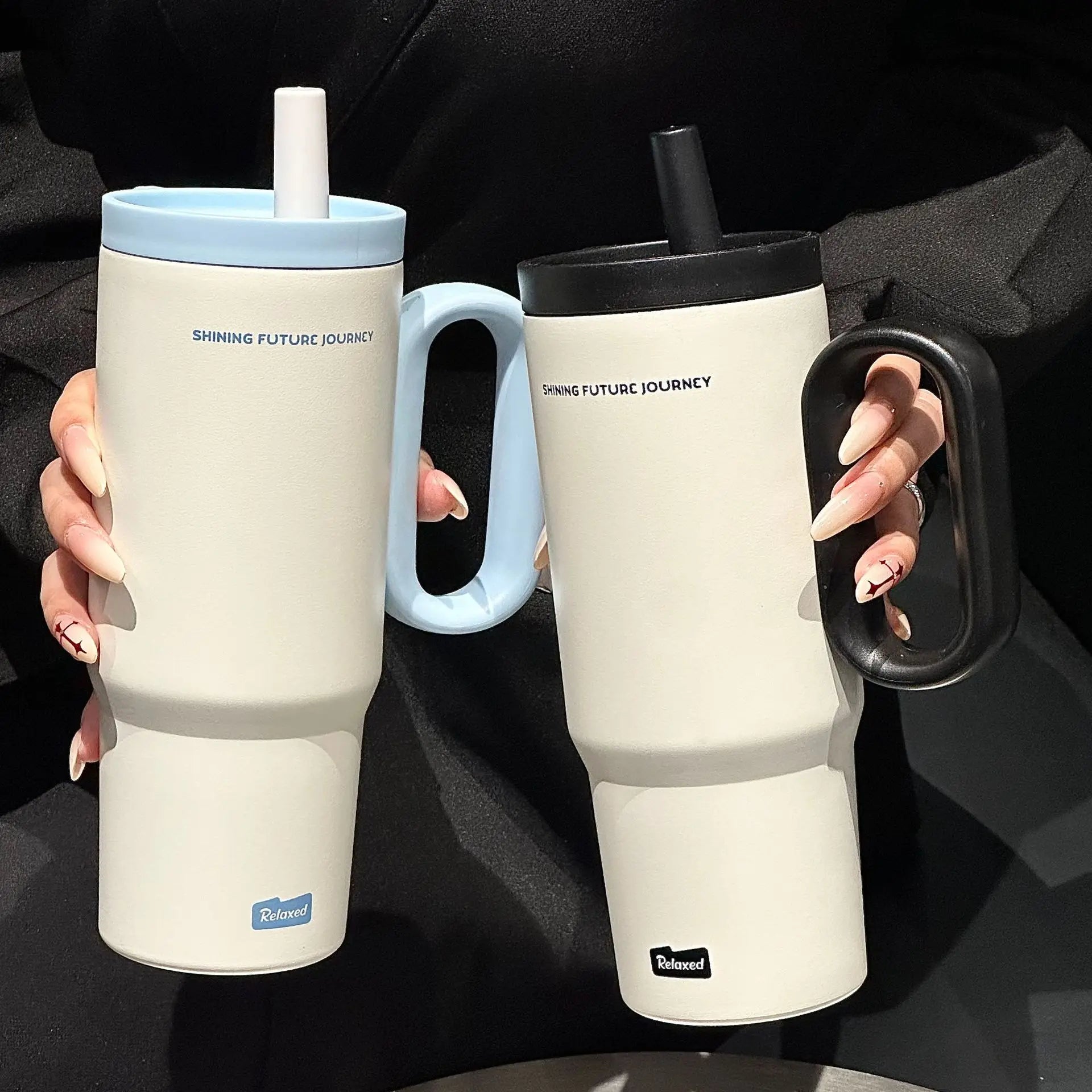 720ML Stainless Steel Thermos Cup with Straw & Handle Ice Coffee Drink Vacuum Insulated Cup Car Travel Outdoor Water Bottle