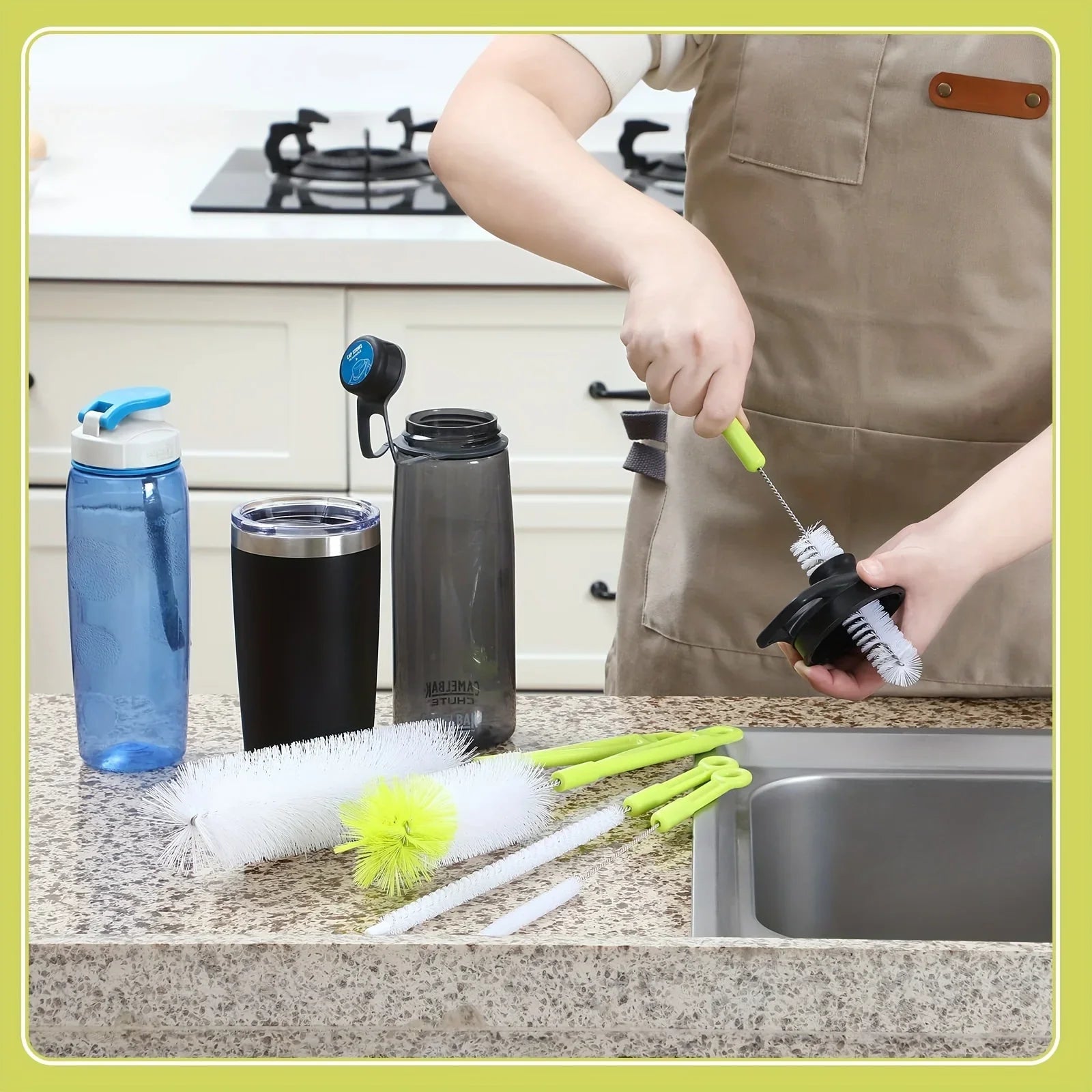 8Pcs Straw Brush,Tea Stain Removal Brush,No Dead Corner, Multipurpose Kitchen Cleaning Brush,For Water Bottle,Tea Cup, Groove,
