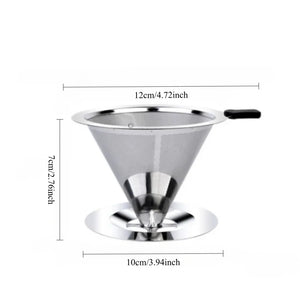 Reusable Coffee Filter Holder Double Layer Stainless Steel Coffee Tea Strainer Coffee Accessories Coffee Making Tool