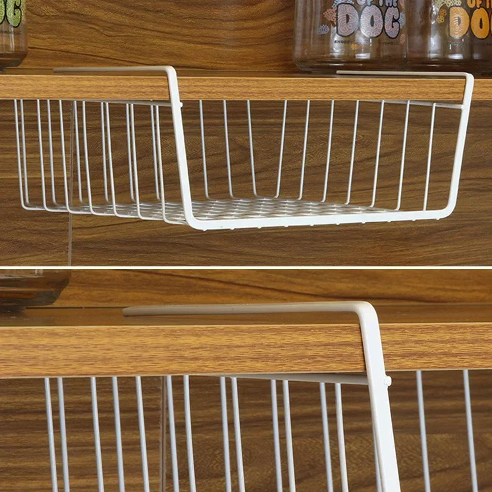 New S/L Cupboard under Storage Iron Cabinet Closet Desk Hanging Mesh Basket Wire Bookcase Shelf Rack Organizer