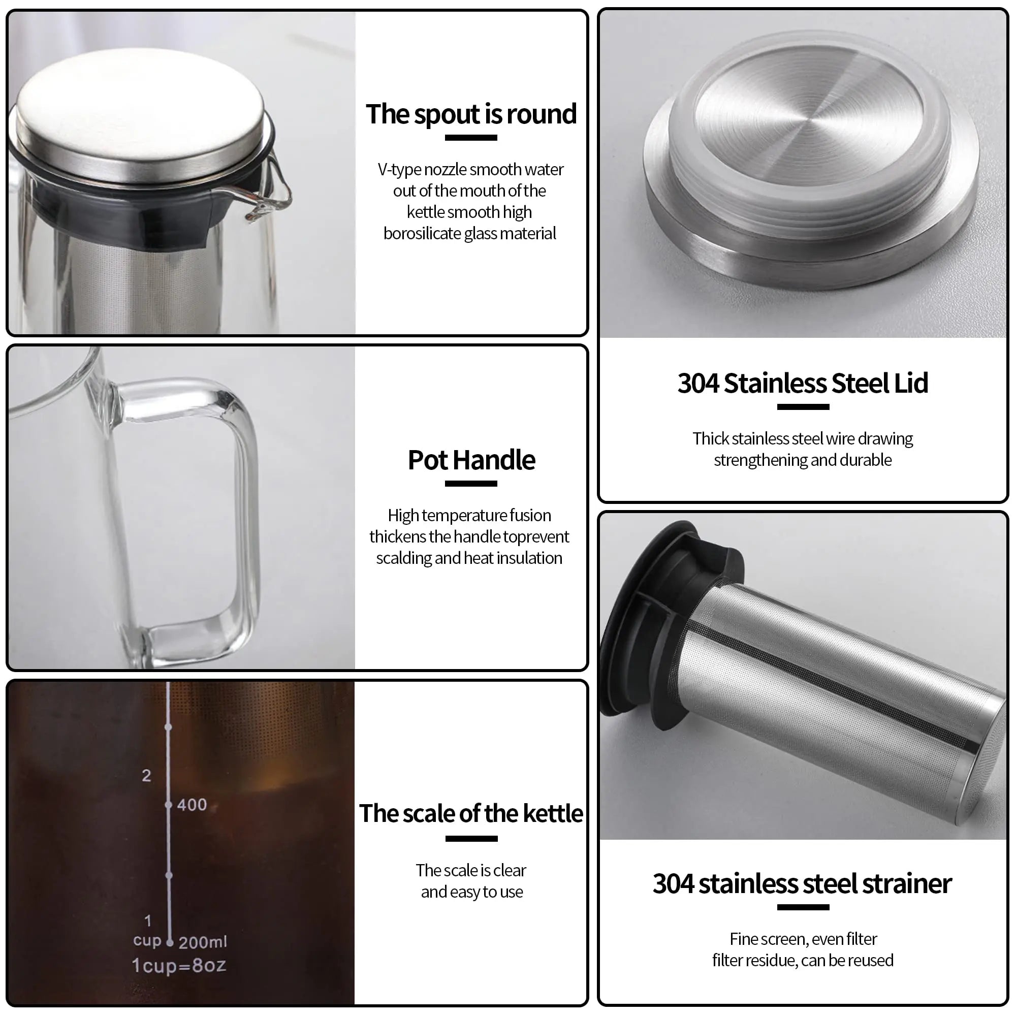 Airtight Cold Brew Iced Coffee Maker and Tea Infuser- 1.0L / 34Oz Glass Carafe with Removable Stainless Steel Filter