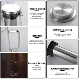Airtight Cold Brew Iced Coffee Maker and Tea Infuser- 1.0L / 34Oz Glass Carafe with Removable Stainless Steel Filter