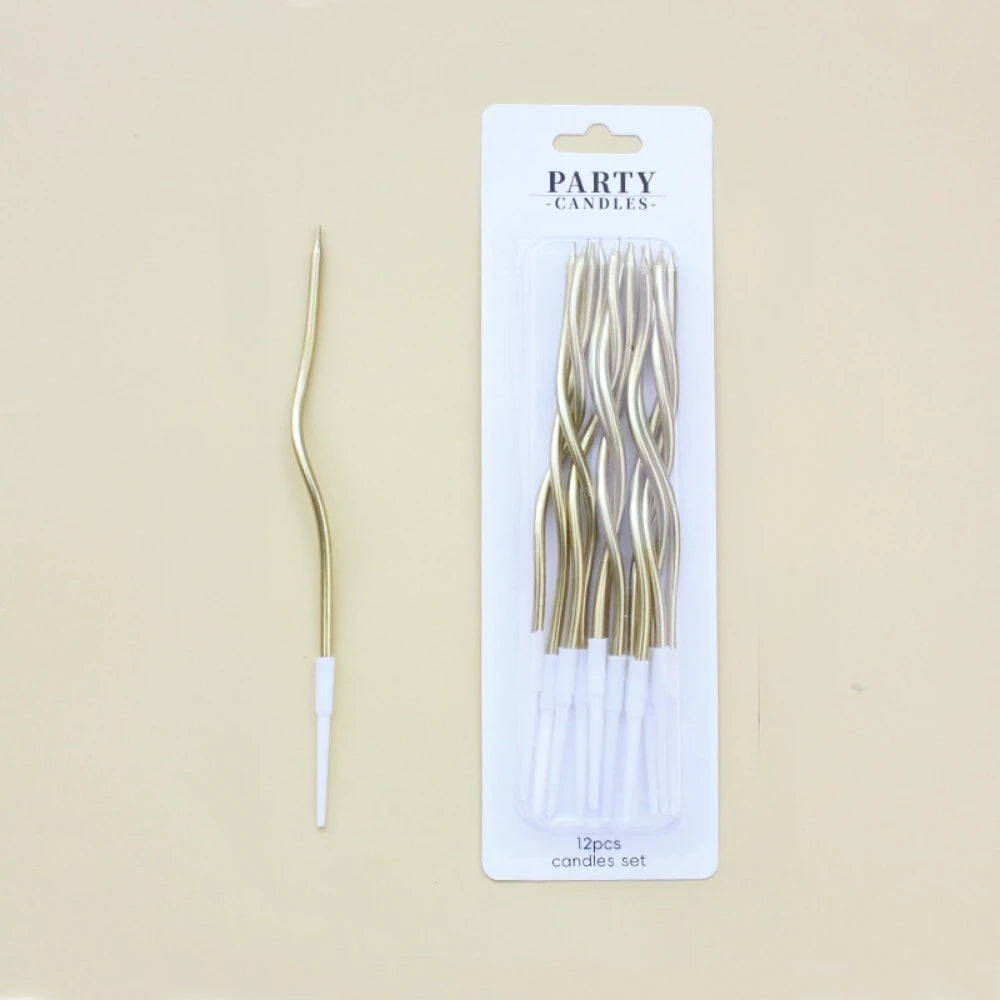 12/48Pcs/1Case Birthday Candles Spiral Cake Candles Long Thin Cake Candles for Wedding Party and Cake Decoration