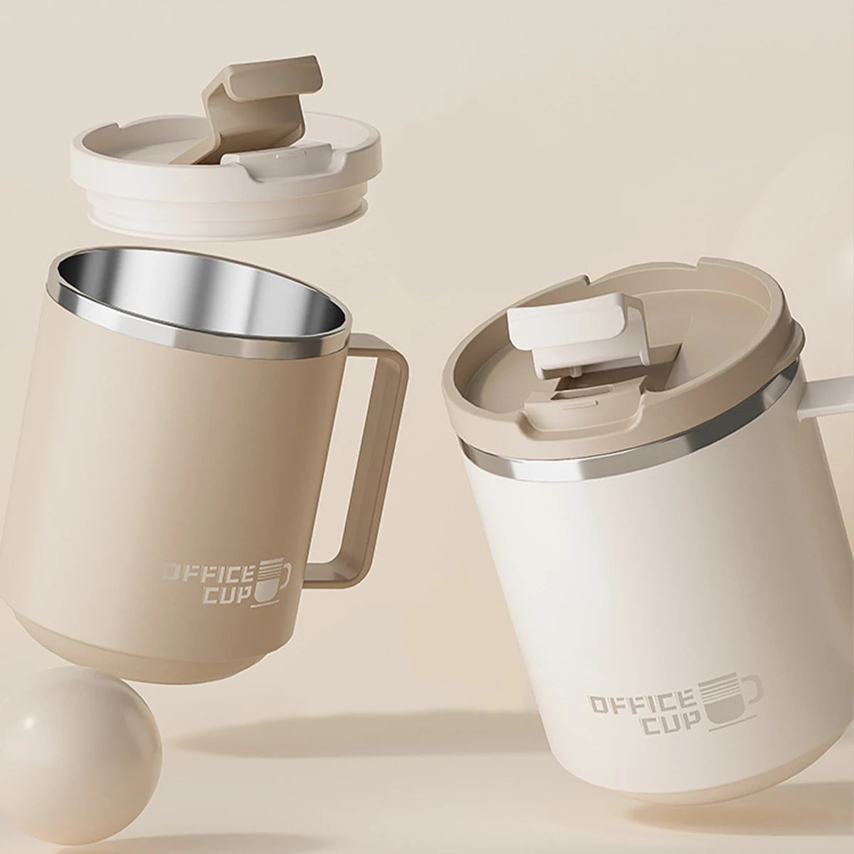 Double Wall Insulated Coffee Mug 304 Stainless Steel Milk Coffee Cup with Handle Leak-Proof Drinking Cup Adult Student Drinkware