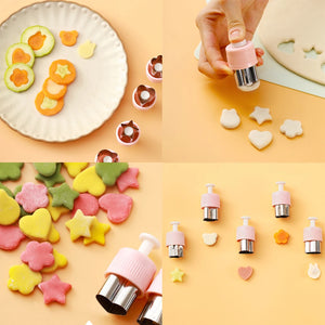 8PCS Press Cookie Cutter Set Food Grade Stainless Steel Butterfly Clear Embossing Molds for Fruit Veggie Biscuit Home DIY Baking