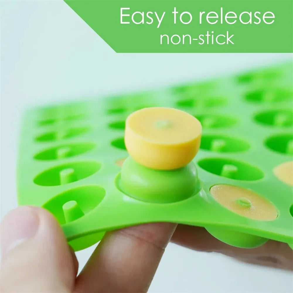 Gummy Bear Molds Silicone Mini Chocolate Candy Mold for Kid with 2 Droppers Including Dinosaur Bear Hearts Donut Shape