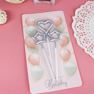 6/12Ps Cakelove Colorful Birthday Candles with Stand Star Heart Cake Candle Baby Children Birthday Party Supplies Wedding Decor