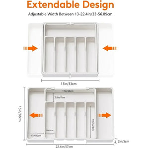 1Pcs Upgradation Adjustable Flatware Tableware Organizer – Plastic Multifunctional Drawer Organizer for Kitchen Counter Utensils