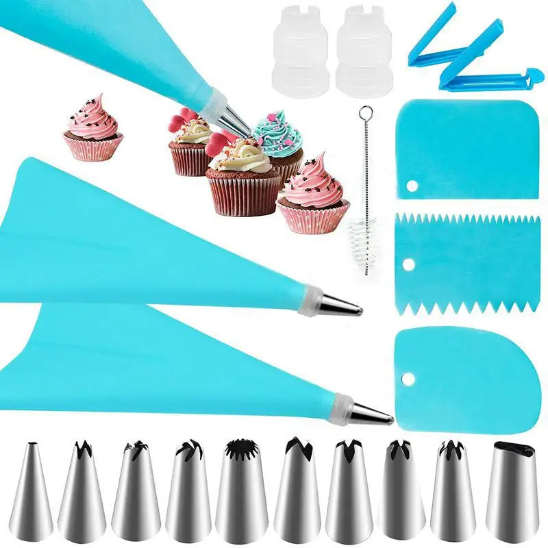 Stainless Steel Cake Decorating Nozzle Piping Bag Set Kitchen Confectionery Equipment Pastry Accessories Bakery Tool Kit