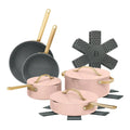 12-Piece Rose Ceramic Non-Stick Cookware Set with Strainer Lids, Induction Compatible