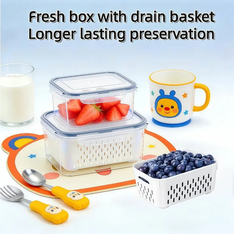 6Pcs/Set Large Capacity Fruit Storage Containers for Fridge with Removable Colander,Keep Berry Fruit Fresh Longer