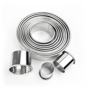 11Pcs/Set Stainless Steel round Cookie Biscuit Cutters DIY Pastry Baking Circle Ring Molds