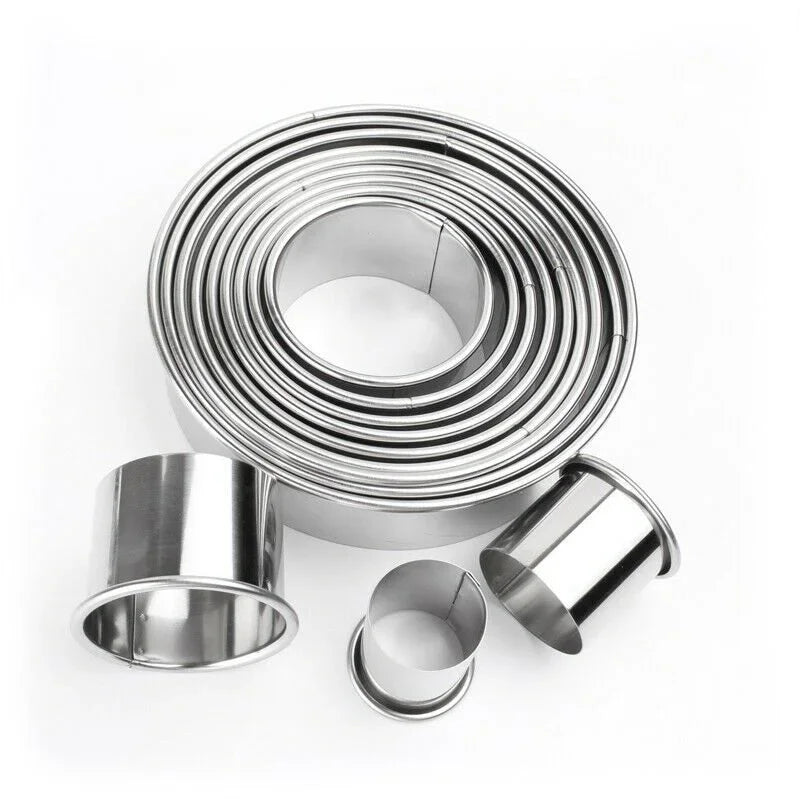 11Pcs/Set Stainless Steel round Cookie Biscuit Cutters DIY Pastry Baking Circle Ring Molds