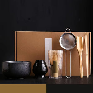 6Pcs/Set Japanese-Style Matcha Bowl , Spoon, Tea Whisk, Sieve Mesh, Perfect Gift for Ceremony, Traditional Decoration