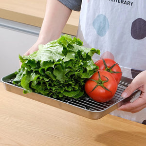 Stainless Steel Baking Pan Tray with Wire Rack Cake Baking BBQ Pan Tray Plate Oven Brownie Rack Cooking Roasting Grilling Tool