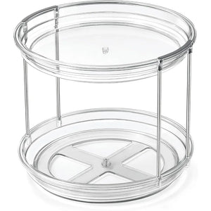 1Set 2 Tier Lazy Susan Turntable Organizer 9.25'' Rotating Spice Rack Organization for Cabinet, Kitchen, Pantry, Countertop