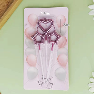 6/12Ps Cakelove Colorful Birthday Candles with Stand Star Heart Cake Candle Baby Children Birthday Party Supplies Wedding Decor