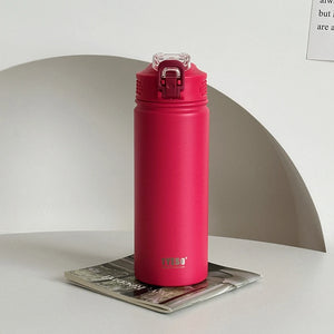 600ML/750ML Thermos Water Bottle with Straw Stainless Steel Car Thermal Sports Cup Keeps Cold and Heat Thermal Travel Mug