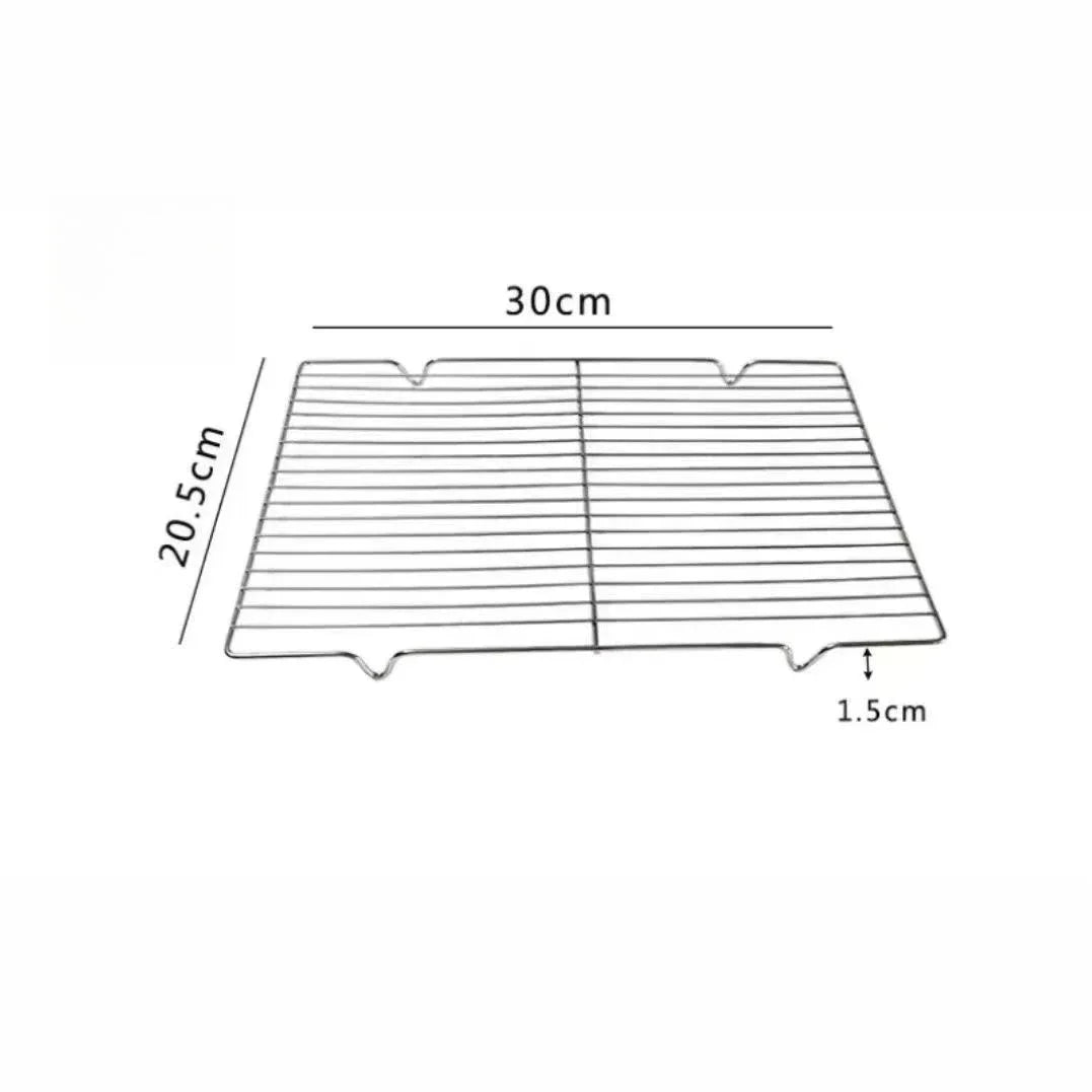 304 Stainless Steel Baking Tray Set with Grill Metal Rectangular Cooling Rack Grilling Tools BBQ for Kitchen Outdoor Camping