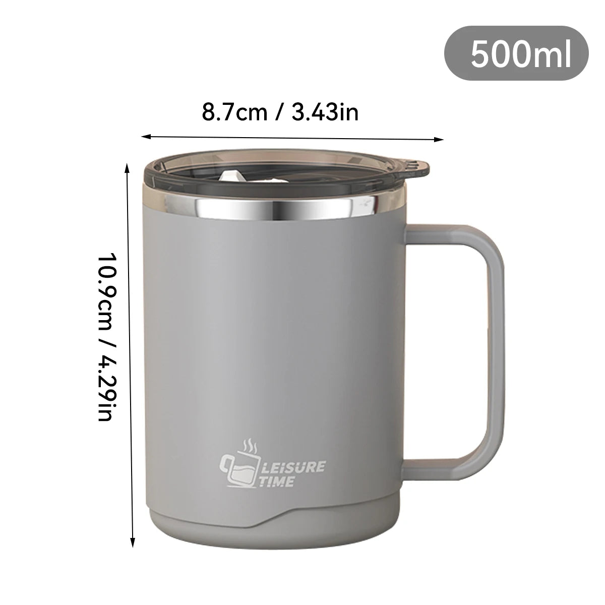 Double Wall Insulated Coffee Mug 304 Stainless Steel Milk Coffee Cup with Handle Leak-Proof Drinking Cup Adult Student Drinkware