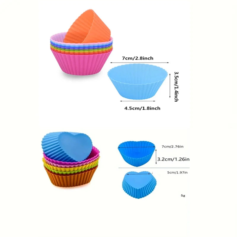 Silicone Cake Mold round Heart Shape Muffin Cupcake Baking Molds Home Kitchen Bakeware Baking Cups BPA Free Kitchen Gadgets ﻿