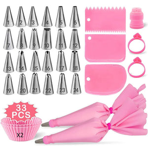 Stainless Steel Cake Decorating Nozzle Piping Bag Set Kitchen Confectionery Equipment Pastry Accessories Bakery Tool Kit