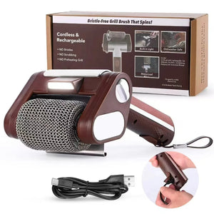 2026 Hot Electric Grill Brush Rechargeable with Led Light 304 Stainless Steel Replaceable Heads Bbq Grill Cleaner for Barbecue