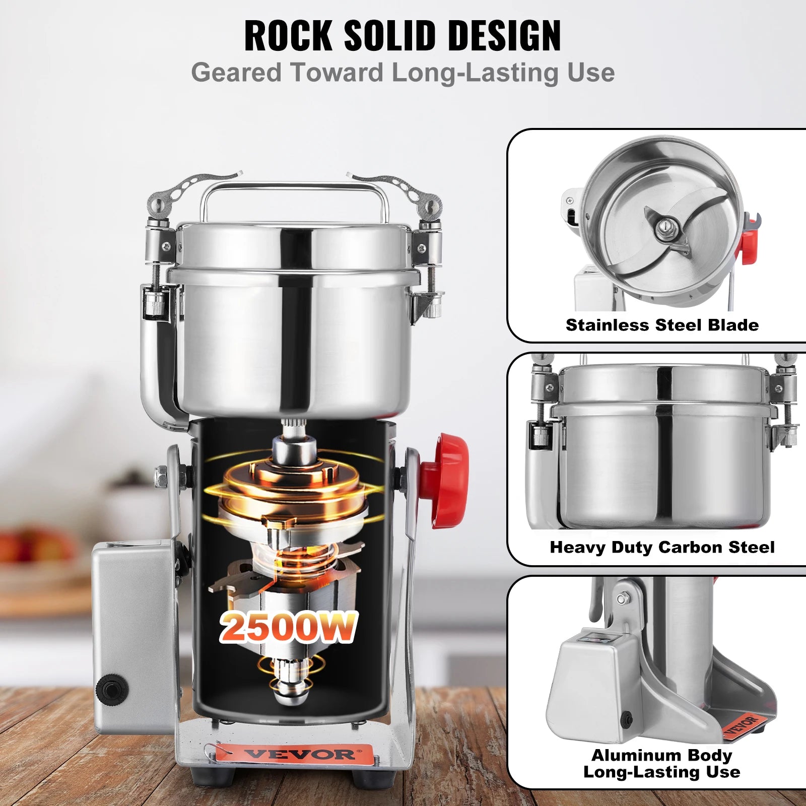 150-2500G Electric Grain Mill Grinder Commercial Swing Spice Grinders for Dry Herbs Grains Spices Cereals Coffee Corn