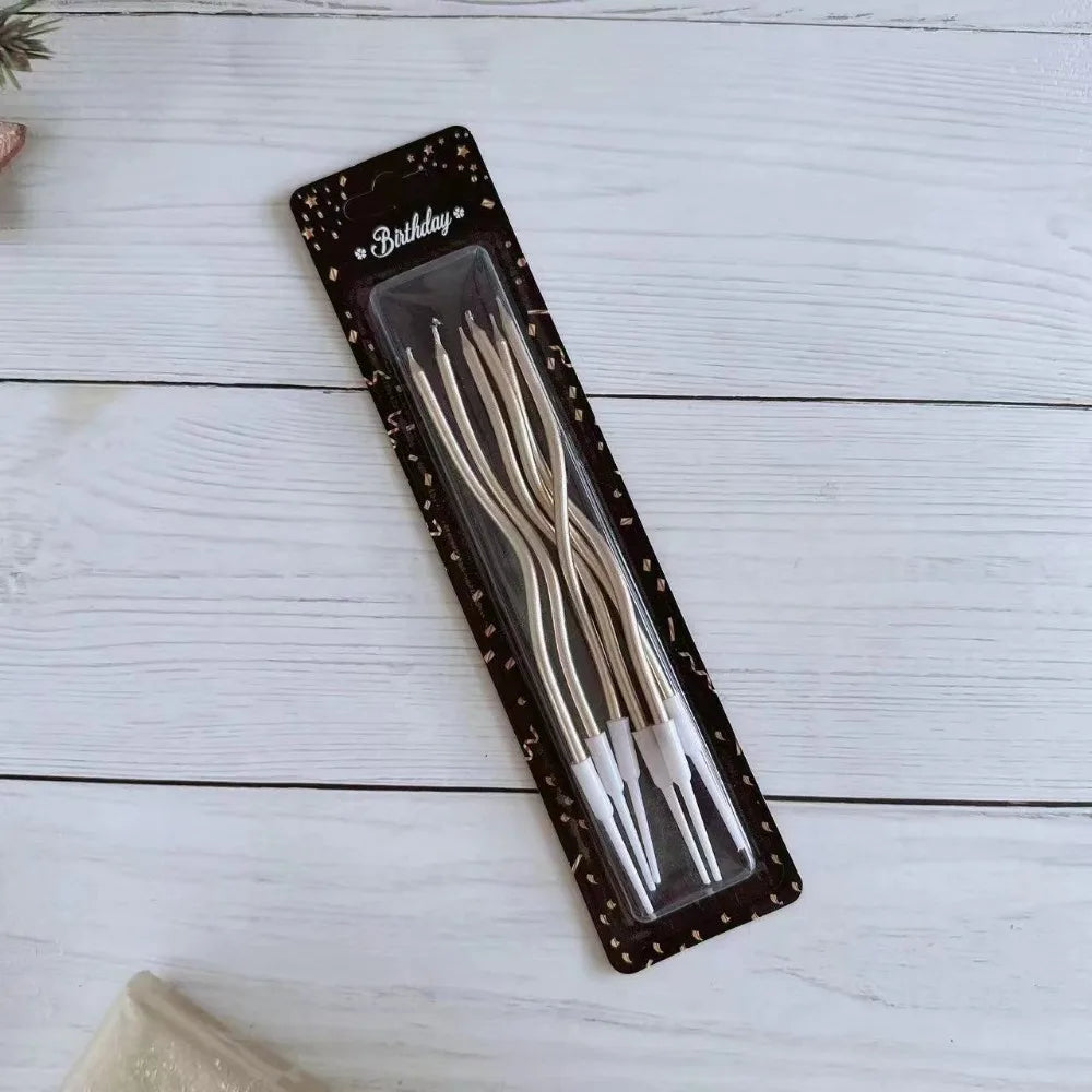 12/48Pcs/1Case Birthday Candles Spiral Cake Candles Long Thin Cake Candles for Wedding Party and Cake Decoration