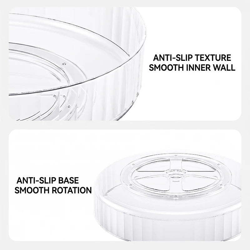 360° Rotating Tray Lazy Susan Fridge Organizer Turntable Storage Tray Clear Food Storage Organizer Spice Rack Kitchen Organizer