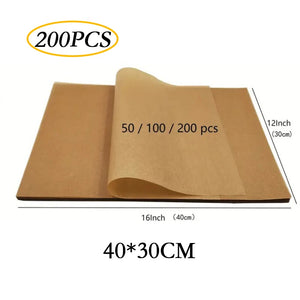 200/100/50PC Baking Paper Non-Stick Parchment Baking Sheet for Oven Air Fryer Grilling Mat Paper Food Wrapping Paper Baking Tool