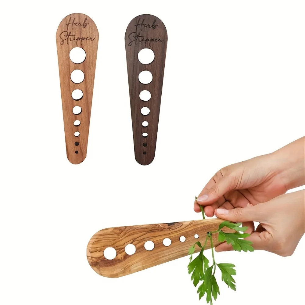 1 Wooden Vegetable Leaf Remover, Portable Multi-Compartment Vegetable Leaf Picker, Suitable for Household Kitchen Gadgets