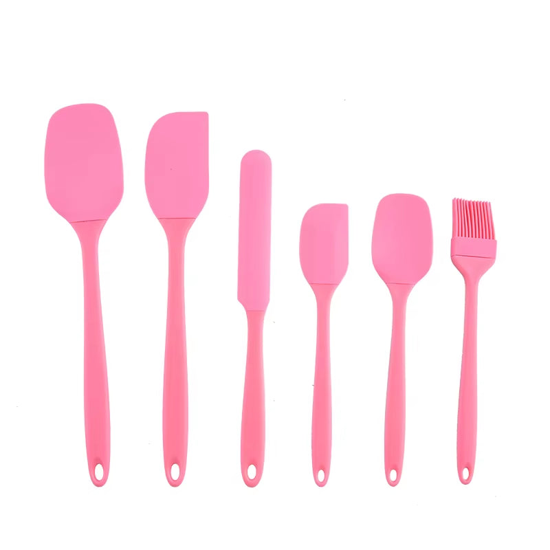 Silicone Kitchenware 6-Piece Set, Cream Scraper, Spatula, Oil Brush, Size Scraper Set Baking Tool, Non-Integrated Hand
