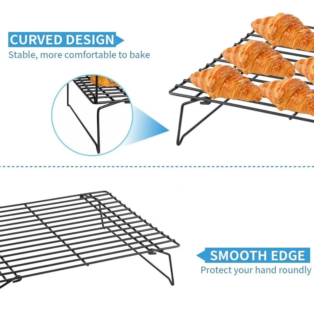 Non Stick Wire Grid Baking Tray Cake Cooling Rack Stainless Steel Oven Kitchen Pizza Bread Cookie Holder Barbecue Shelf
