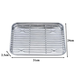 Baking Tray with Removable Cooling Rack Set Stainless Steel Baking Pan Sheet Non Toxic , Used for Oven, BBQ Tray Dishwasher Safe