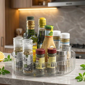 360° Rotating Tray Lazy Susan Fridge Organizer Turntable Storage Tray Clear Food Storage Organizer Spice Rack Kitchen Organizer
