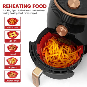 6PC Air Fryer Mats - 450°F Silicone Non-Stick Dual Texture Dishwasher Safe Crispy/Steam Cooking