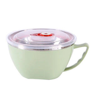 1PCS Stainless Steel Bowl with Handle Solid Color anti Scalding Instant Noodles Mixing Bowl Kitchen Tableware Food Accessory