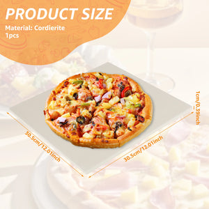Square Pizza Stone 12Inch Heat Resistant Cordierite Pizza Baking Stone Bread Pan for Oven Grilling BBQ Cookies Pies Pastry Bread