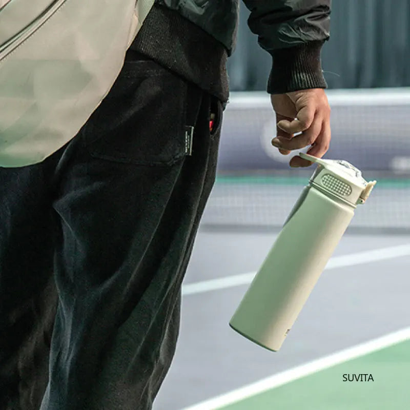 600ML/750ML Thermos Water Bottle with Straw Stainless Steel Car Thermal Sports Cup Keeps Cold and Heat Thermal Travel Mug