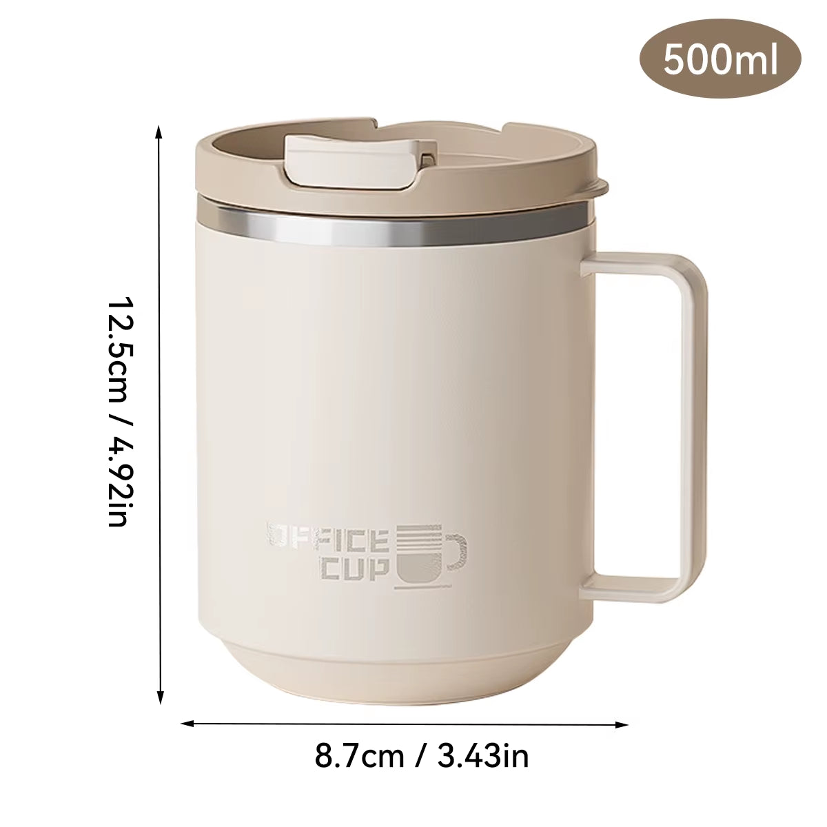 Double Wall Insulated Coffee Mug 304 Stainless Steel Milk Coffee Cup with Handle Leak-Proof Drinking Cup Adult Student Drinkware