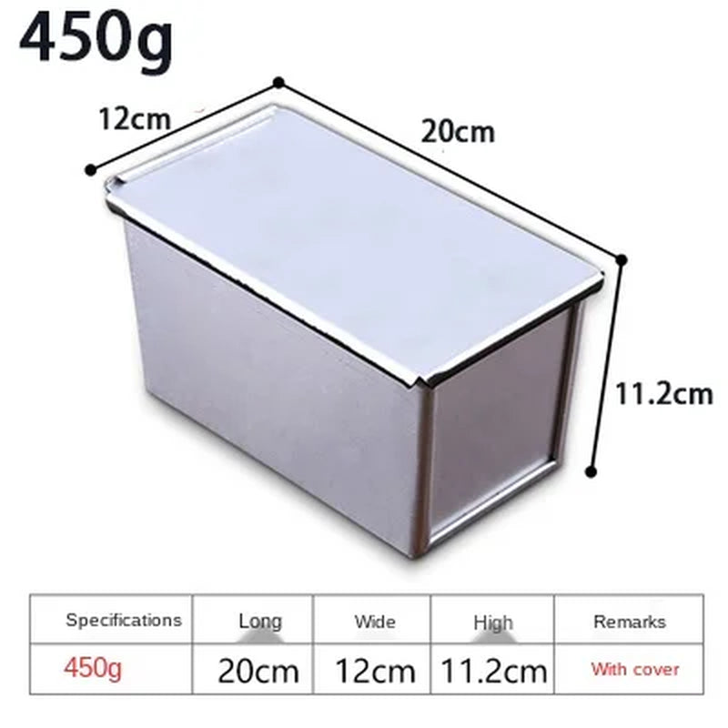 250G/450G/600G/750G/900G/1000G Aluminum Alloy Black Non-Stick Coating Toast Boxes Bread Loaf Pan Cake Mold Baking Tool with Lid