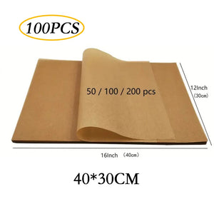 200/100/50PC Baking Paper Non-Stick Parchment Baking Sheet for Oven Air Fryer Grilling Mat Paper Food Wrapping Paper Baking Tool