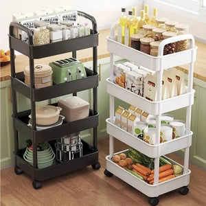 Hot 5-Tier Kitchen Storage Shelf, Mobile Trolley, Floor-Standing Multi-Layer Storage Rack, for Snacks, Fruits and Vegetables