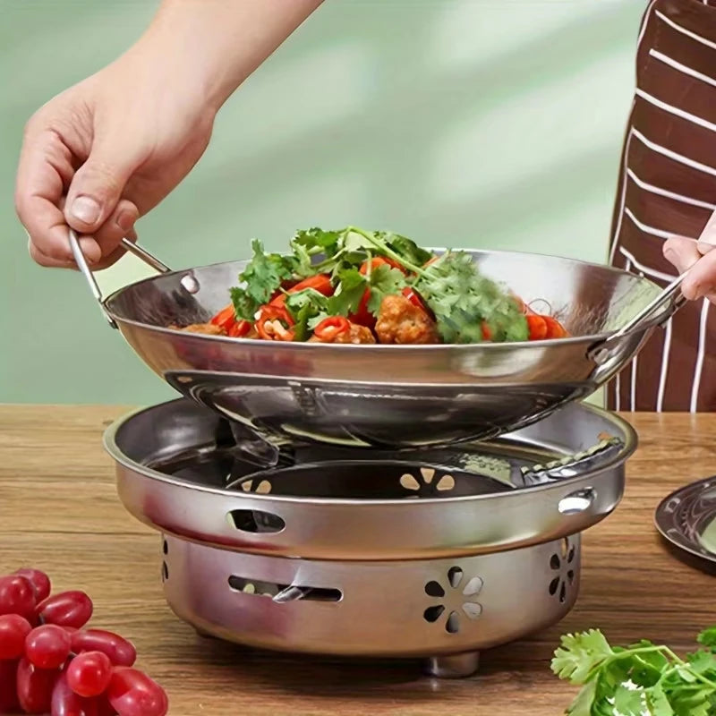 1Pc 29Cm/11.42Inch Stainless Steel Honeycomb Skillet Non-Stick with Handle Scratch-Resistant Cooking Pasta Steak Porridge Ramen