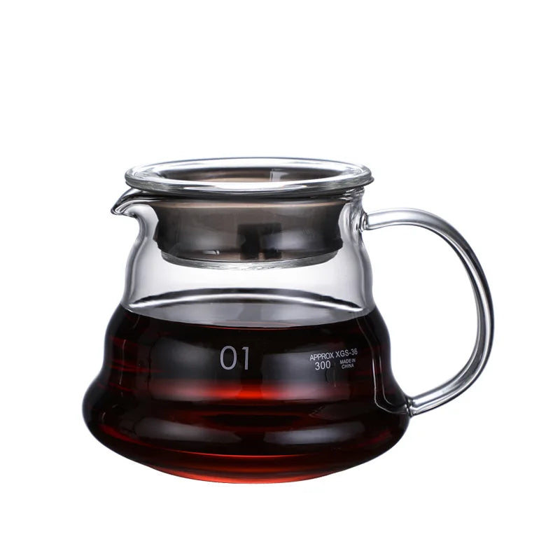 360/600/800Ml Heat Resistant Coffee Pot Clear Glass Kettle Sharing Pot with Lids, Pour over Coffee Espresso Maker Accessories