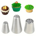 3Pcs Stainless Steel Cake Decorating Set Seamless Icing Tips&Grass Piping Nozzles Ideal for DIY Cake Decorating Baking Supplies