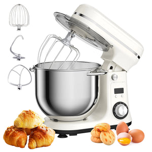 Kitchen Food Stand Mixer, Blender, Quiet Motor, Cream Egg Whisk, Whip Dough Kneader, 6-Speed, 1200 W, 6 L, DC