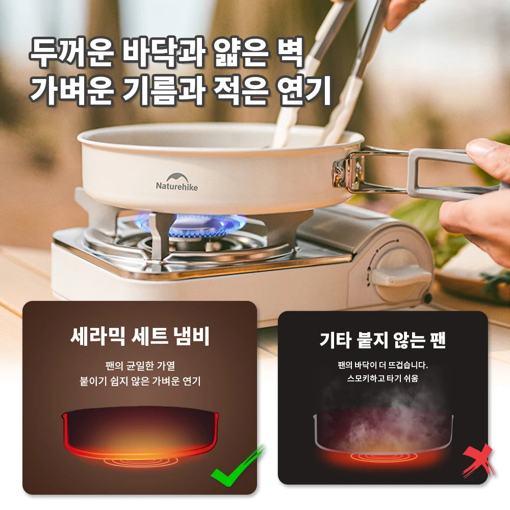 Ceramic Non-Stick Set of Pots Camping Cookware Kit Outdoor Frying Pan Kettle Picnic Tableware Kitchen Utensils